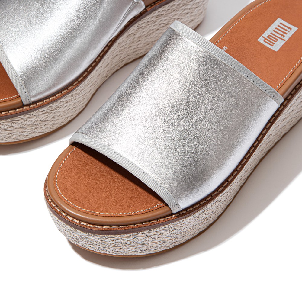 Fitflop Womens Wedge Silver - Eloise Mixed-metallics Slides - 50XPKOYJG